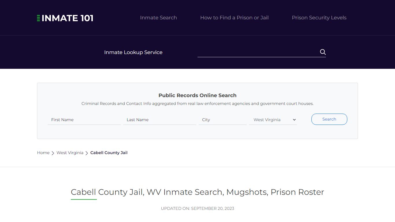 Cabell County Jail, WV Inmate Search, Mugshots, Prison Roster